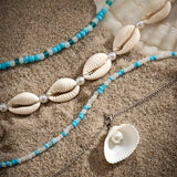 Blue Shell Harmony Dual Bead Necklace for Women – Fashionable Alloy Jewelry