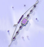 MKGO Retro Women’s Quartz Watch with Crystal Bracelet – Square Dial, Waterproof