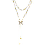 Butterfly Pearl Pendant Necklace for Women – Korean Style Titanium Steel Jewelry