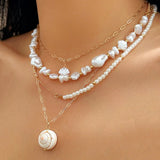 Spiral Pearl Layer Necklace for Women – Fashionable Alloy Jewelry