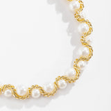 Gold-Twisted Pearl Choker Necklace – Elegant Statement Jewelry for Women