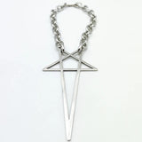Silver Five-Pointed Star Pendant Necklace - Unisex