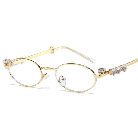 Oval Anti-Blue Light Glasses – Diamond Frame Myopia Eyewear for Women