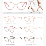 Women’s Cat Eye Blue Light Glasses – Metal Fashion Frame for Myopia or Daily Wear