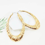 Retro Oval Metal Earrings for Women – Geometric Textured Fashion Jewelry