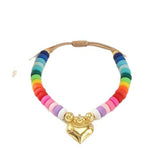 European and American New Niche Design Rainbow Soft Pottery Beaded Woven Bracelet Women's Oil Dropping Love Bracelet