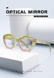 Asymmetrical Marble Pattern Blue Light Glasses Frame – Trendy Unisex Eyewear