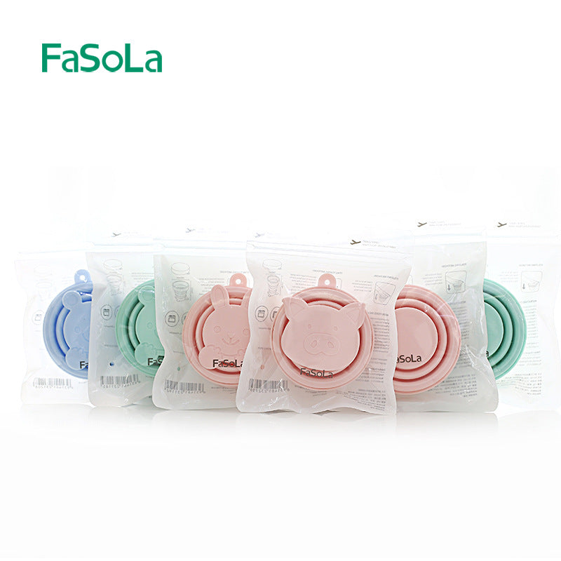 Fasola Folding Silicone Cup Telescopic Compression Cup Wash Cup Cute Drinking Cup Portable Outdoor Travel