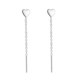 Silver Needle Heart Earrings – Korean Light Luxury Jewelry for Women