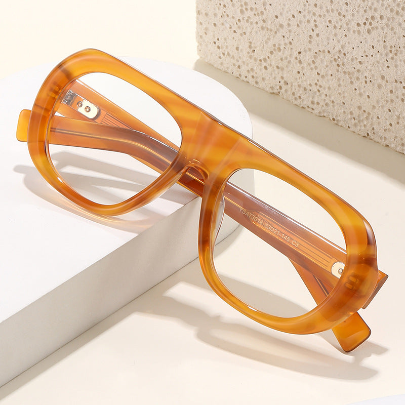 Ysat3016 New Business Acetate Plain Mirror European and American Simple Oval Frame Glasses Cross-Border Versatile Decoration