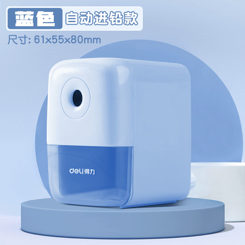 Deli Automatic Pen-Feeding Manual Pencil Sharpener with Multiple Settings for Students, Cartoon Style, Wholesale