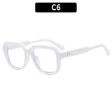 欧美时尚新款方形米钉简约素颜平光镜防蓝光个性眼镜架休闲眼镜框