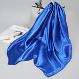 QUECY Women's Silk Square Scarf – Solid Color Headscarf, Pure Silk Scarf