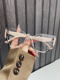 TR material cat's eye anti-blue light glasses women's fashion 2024 new European and American large frame plain cross-border non-power flat mirror