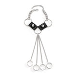 Men's Riveted Leather Chain Bracelet - Hip-Hop Style