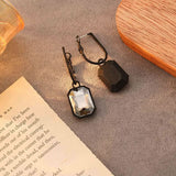 Geometric Black Stone Dangle Earrings