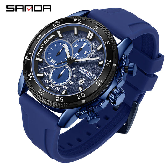 SANDA Men’s Chronograph Quartz Watch – Luminous Waterproof Sports Watch