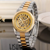 T-Winner Men's Gold Mechanical Watch – Luxury Skeleton Self-Winding Men’s Watch