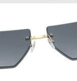 Trendy Frameless Sunglasses for Women – Stylish Geometric Temples & UV Protection