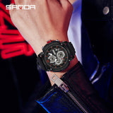 SANDA Men’s Chronograph Quartz Watch – Retro Luminous Waterproof Sports Watch