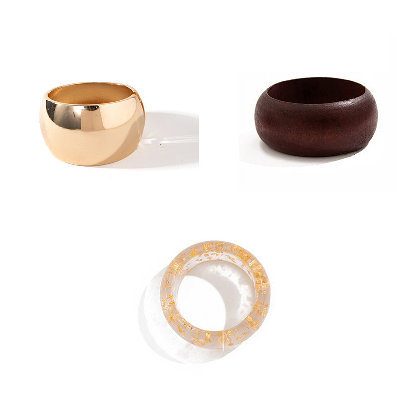 TEMU cross-border jewelry wide version European and American exaggerated bracelet combination French geometric fashion ladies bracelet wholesale