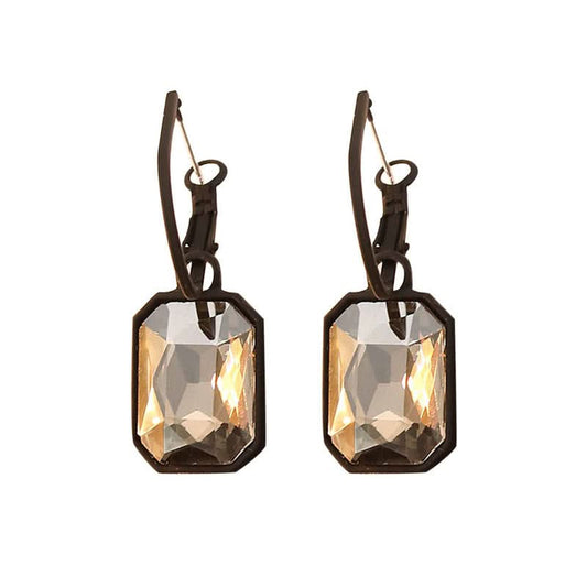 Geometric Black Stone Dangle Earrings