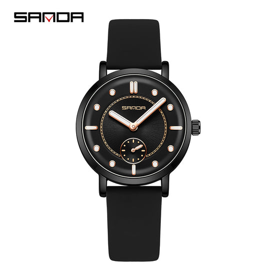 SANDA Women’s Silicone Quartz Watch – Fashion Analog Wristwatch with Luminous Hands