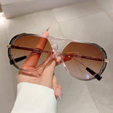 Cross-border New Retro Fashion High-end Round Face Slimming Sunglasses Leopard Frame Double Beam Design Flat Mirror