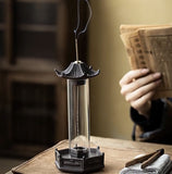 Ceramic Backflow Incense Burner – Hollow Hexagonal Pavilion for Aromatherapy & Zen Decor