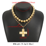 Retro Layered Cross Pendant Necklace – Exaggerated Metal Chain Jewelry for Women