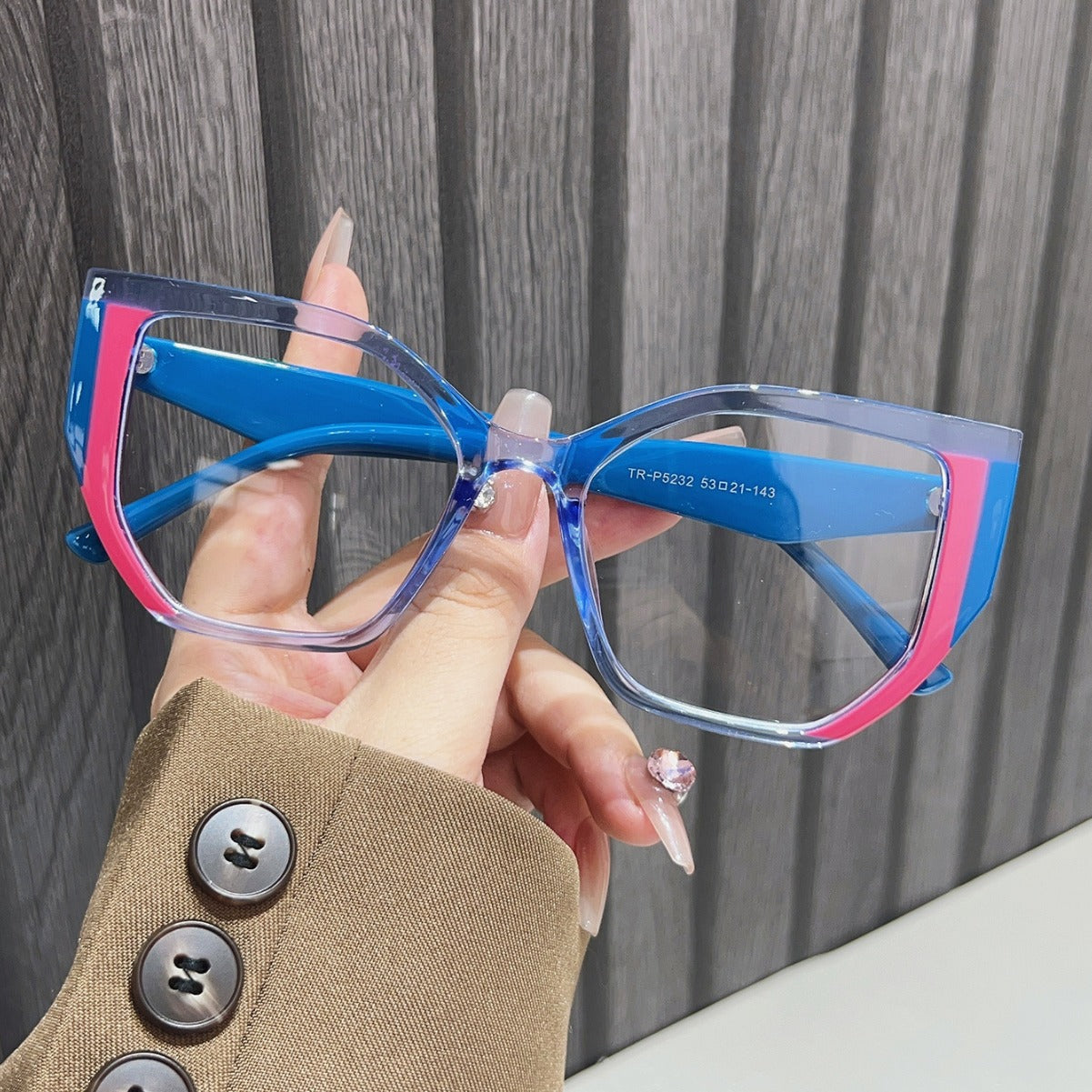 TR material cat's eye anti-blue light glasses women's fashion 2024 new European and American large frame plain cross-border non-power flat mirror