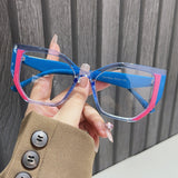 TR material cat's eye anti-blue light glasses women's fashion 2024 new European and American large frame plain cross-border non-power flat mirror