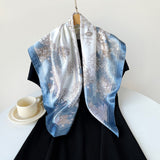 Quecy Women's Elegant Floral Square Scarf – Lightweight Silk Feel Accessory