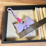 Korean Ins Style Simple Blue and Pink Plaid Bow Accessories Keychain Cute and Sweet High-End Bag Pendant
