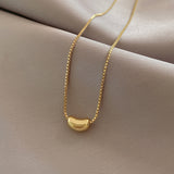 Bean Pearl Pendant Box Chain Necklace for Women – Korean Style Titanium Steel Jewelry