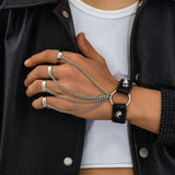Men's Riveted Leather Chain Bracelet - Hip-Hop Style
