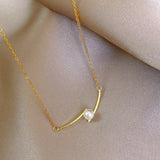Bar Pendant Single Pearl Necklace for Women – Korean Style Titanium Steel Jewelry