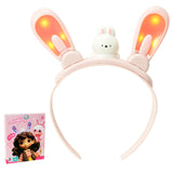 LED Light-Up Rabbit Ear Headband for Girls – Type-C Rechargeable Flashing Hair Accessory