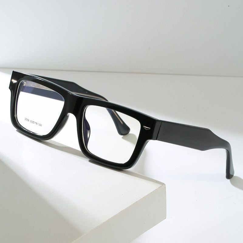 Black-Framed Glasses for Men, Ultra-Light, Large Square Frame, Suitable for Prescription Lenses, for Large Faces, Matte Plain Glasses Frame, Trendy for Women