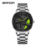 Sanda Men’s Quartz Watch – Hollow Rotatable Dial, Stainless Steel Strap Watch