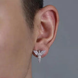 Men's Angel Wing Diamond Earrings, Hip-Hop Style