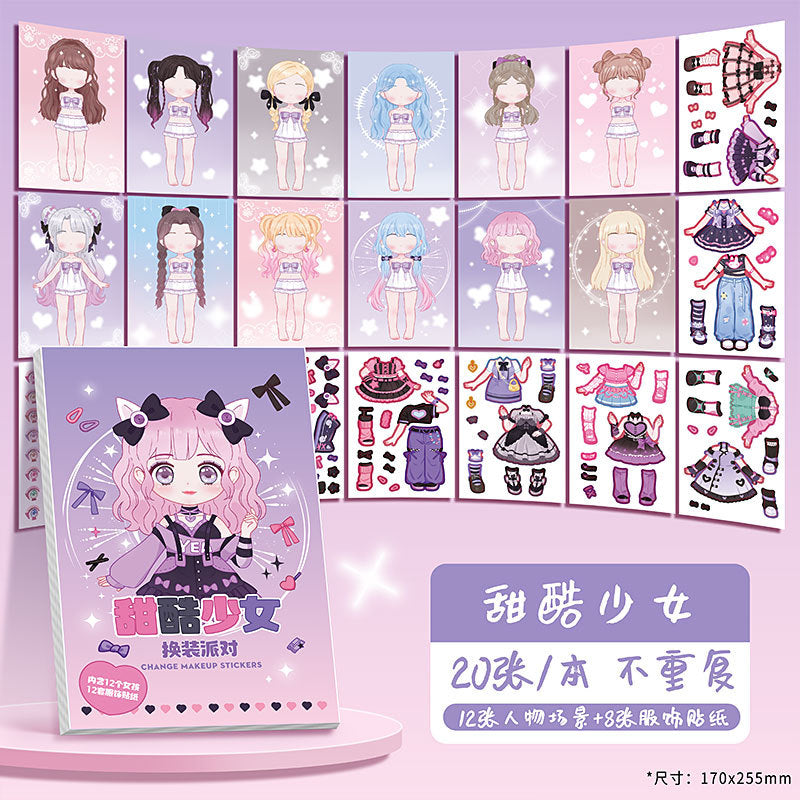 Large Princess Dress-up Full Body Dress-up Sticker Hand Account Book Children's Makeup Handmade DIY Puzzle Decoration Sticker Book
