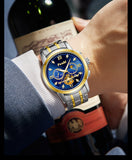 POSHI Men’s Stainless Steel Quartz Business Watch – Tourbillon Style, Luminous Hands