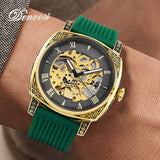 Men's Retro Square Hollow Automatic Mechanical Watch