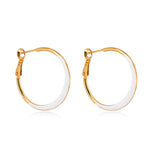 Three-Tone Geometric Hoop Earrings for Women – Elegant Titanium Steel Design