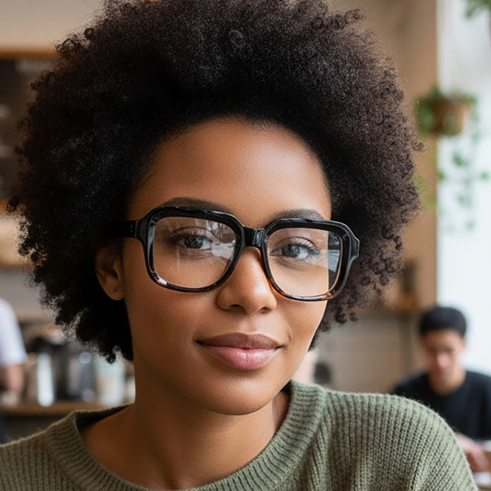 欧美时尚新款方形米钉简约素颜平光镜防蓝光个性眼镜架休闲眼镜框