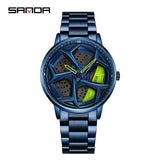 Sanda Men’s Quartz Watch – Hollow Rotatable Dial, Stainless Steel Strap Watch