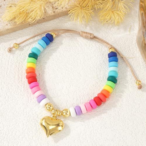 European and American New Niche Design Rainbow Soft Pottery Beaded Woven Bracelet Women's Oil Dropping Love Bracelet
