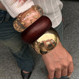 TEMU cross-border jewelry wide version European and American exaggerated bracelet combination French geometric fashion ladies bracelet wholesale