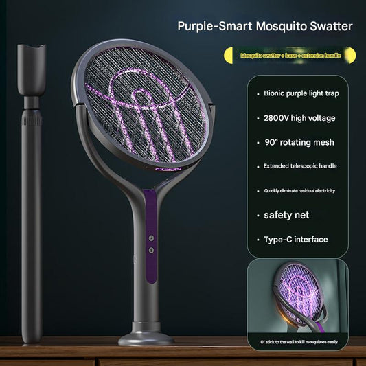Retractable Wall-Mounted Electric Mosquito Swatter – 2-in-1 Rechargeable Insect Killer